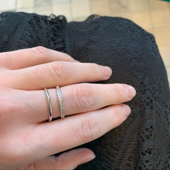 925 Sterling Silver Double Layer Pave Ring - Picture 8 of 12